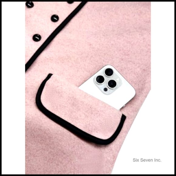 Women's Wool Blend Pea Coat Double Breasted Notch Lapel Long Sleeve - Picture 6 of 6